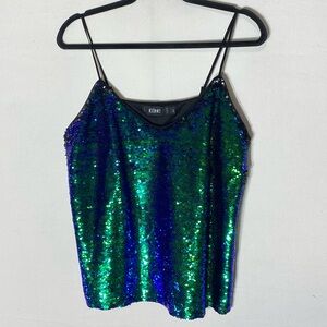 Simons Icone Two Way Blue Green Black Mermaid Sequin Camisole Going Out Top L